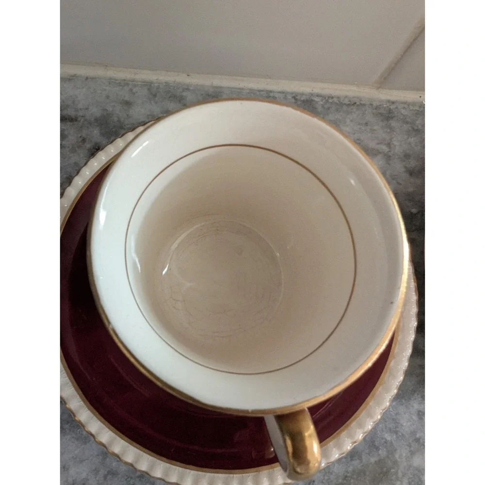 Fondeville Ambassador Ware England Floral Demitasse Cups & Saucers Set Of 2‎